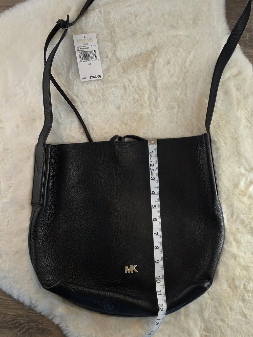 Michael Kors Black Pebbled Leather Messenger Bag NWT